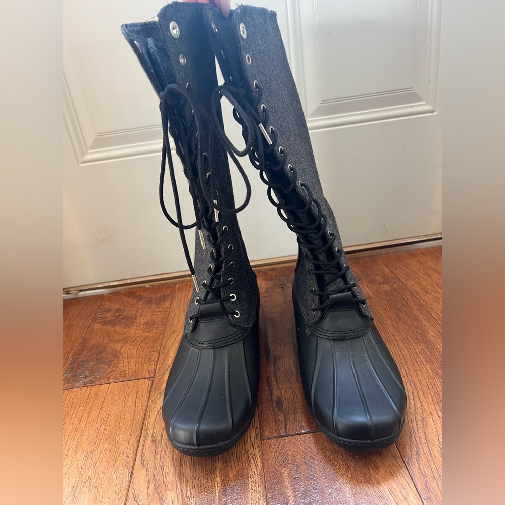 Michael Kors Easton Flannel rubber rain boot